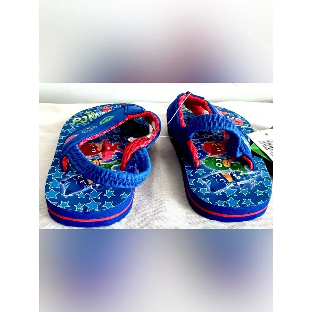PJ Masks Flip Flops Size 5/6 Toddler Blue Red Catboy Owlette Gekko Sandals NWT